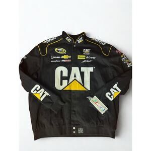 Vintage JH Design CAT Jeff Burton Nascar Racing Jacket Black Yellow Size 3XL NWT